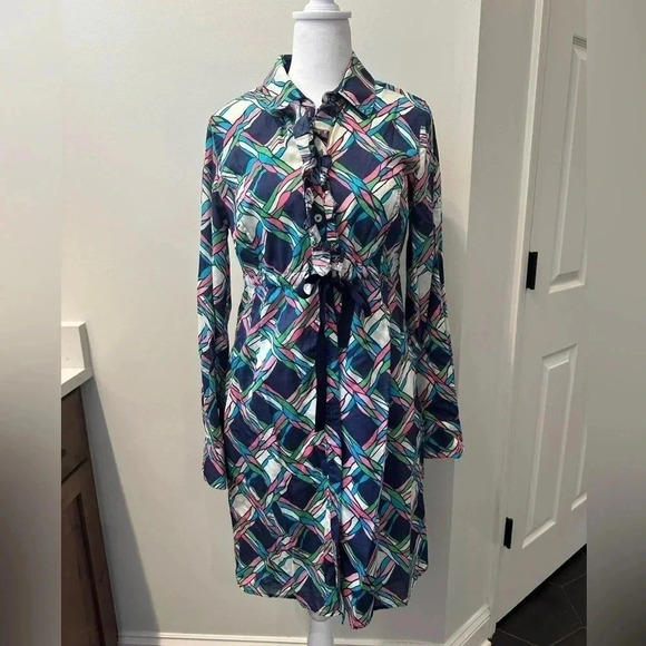 Lilly Pulitzer Collar Button Up Shirt Dress with Ruffles size 4 - Picture 1 of 5
